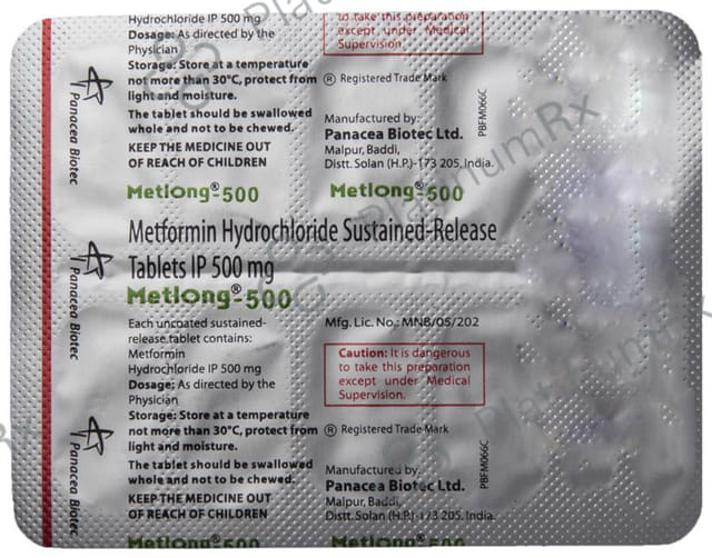 Metlong 500mg Tablet SR 10s
