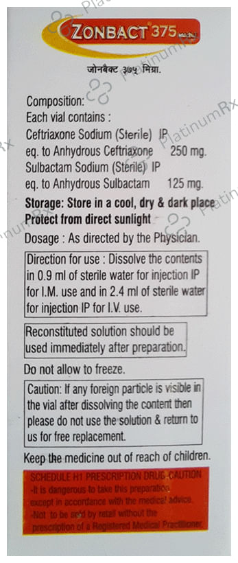 Zonbact 250mg/125mg Injection