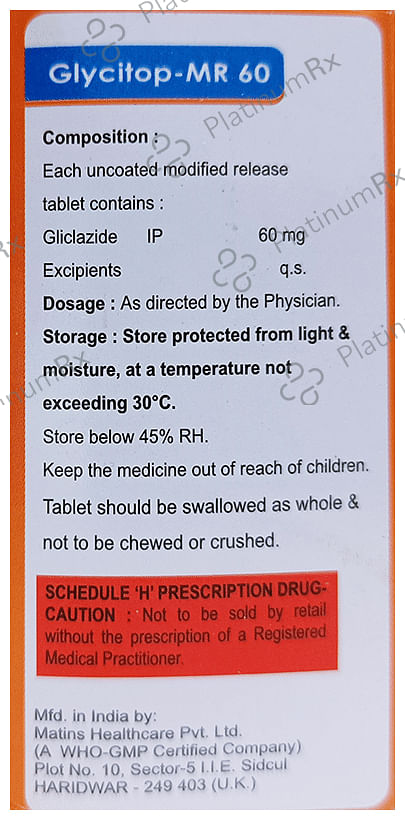 Glycitop 60mg Tablet MR 10s