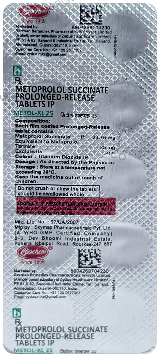 Metol 25mg Tablet XL 10s