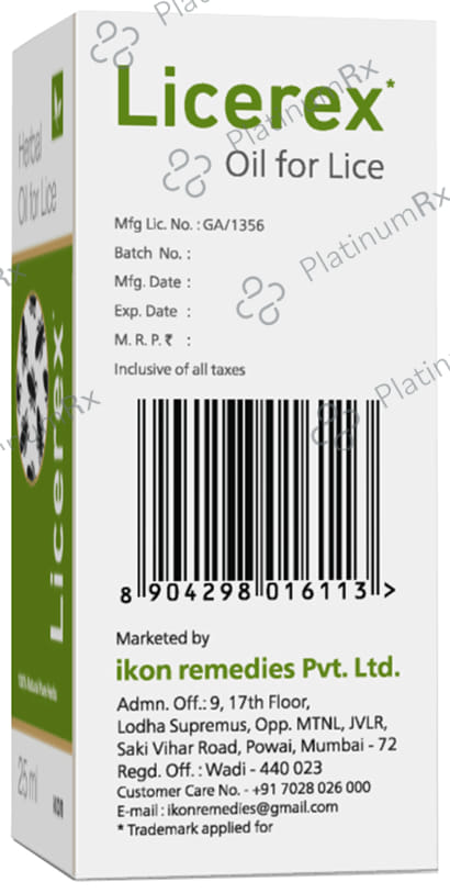 Licerex Herbal Oil for Lice (25ml Each) 1 Bottle