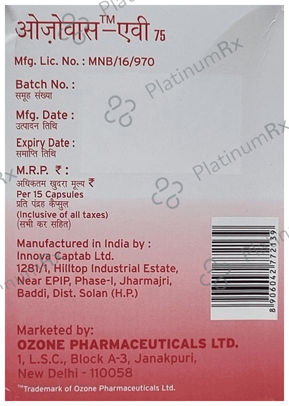 Ozovas AV 75/10mg Capsule 15s