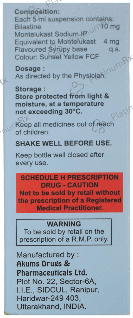 Bilareph 10/4mg PD Oral Suspension Orange 60ml