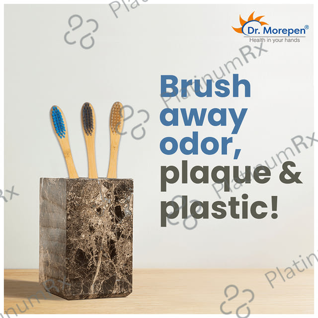 Dr. Morepen Organic Bamboo Toothbrush Adult 1 Medium & 2 Soft Blue, Brown & Charcoal