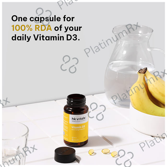 Healthkart HK Vitals Vitamin D3 Cholecalciferol 600IU Capsule 60s