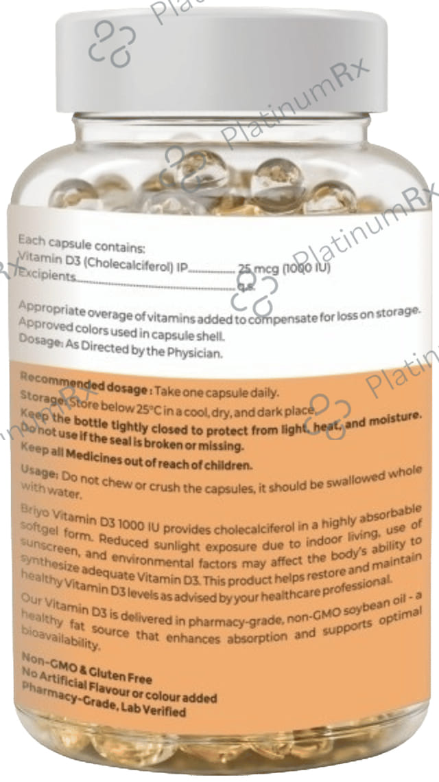 Briyo Vitamin D3 1000IU Softgel 90s