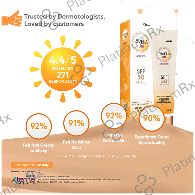 Rivela Lite SPF 50 Sunscreen Cream 60gm