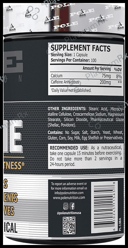 Pole Nutrition Pure Caffeine 200mg Capsule