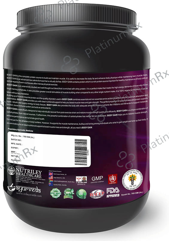Nutriley Body Gain Whey Protein Strawberry Powder 1000 gm