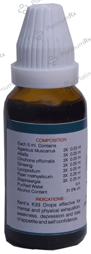 Kent's K33 Mental & Physical Tiredness Oral Drops