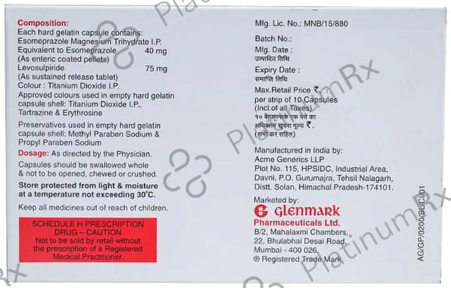 Esomer L 75/40mg Capsule 10s