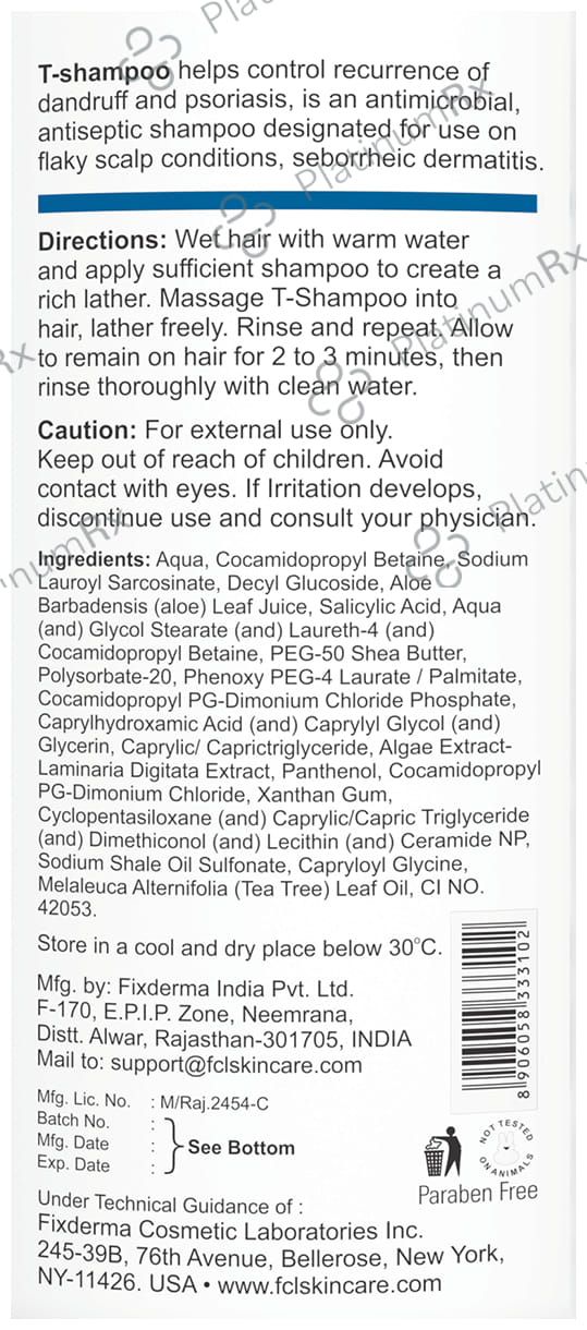 Fixderma Cosmetic Laboratories T-Shampoo Anti Dandruff