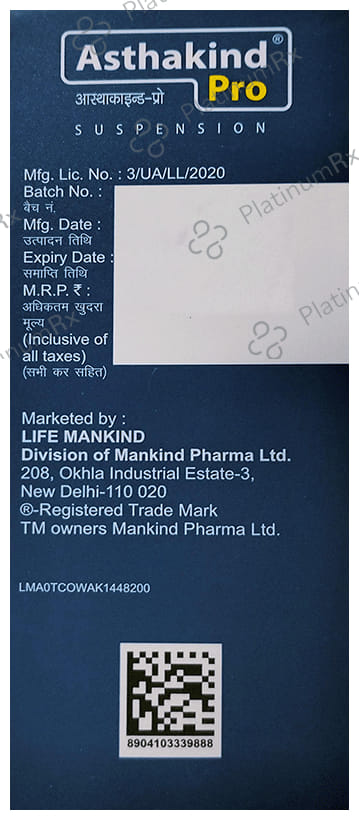 Asthakind 35.4mg Pro Oral Suspension Mango Sugar Free 100ml