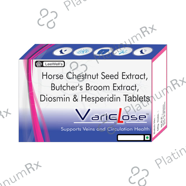 Variclose Poor Blood Flow, Micro Circulation Aid for Varicose Veins & Piles - Aescin, Diosmin & Hesperidin Tablet