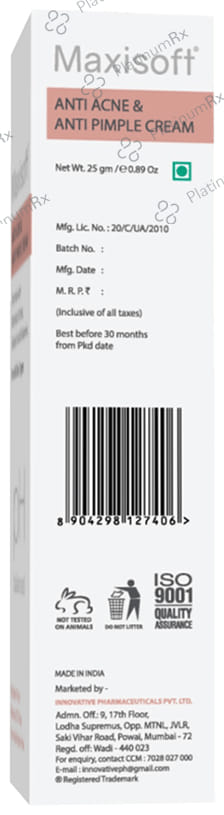 Maxisoft PH Balanced Anti Acne & Anti Pimple Cream (25gm Each) 1 Tube