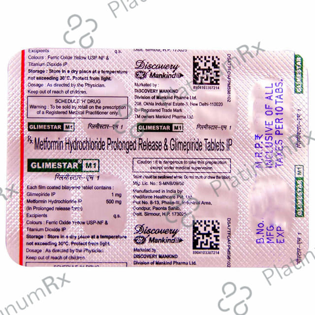 Glimestar MF 1mg/500mg Tablet