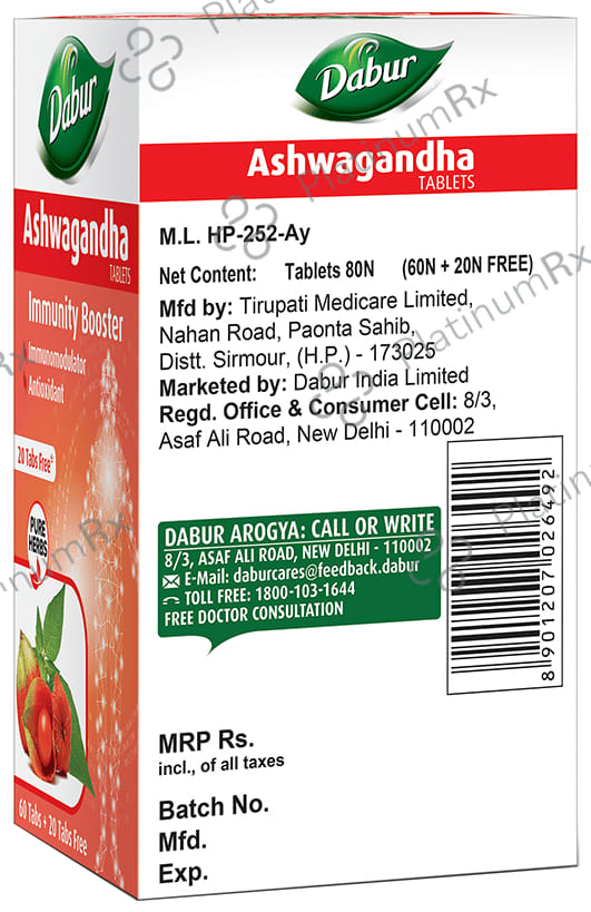 Dabur Pure Herbs Immunity Booster Ashwagandha Tablet 80s