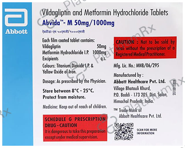Abvida M 50/1000mg Eazy Glide Tablet 15s