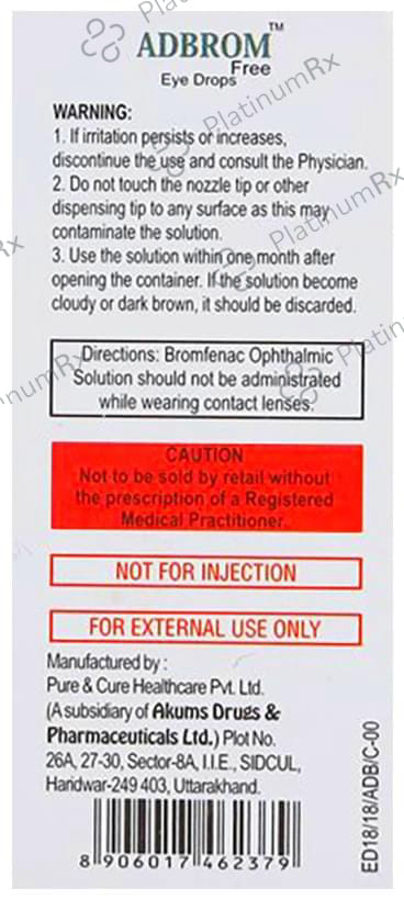 Adbrom 0.9mg Free Eye Drop 5ml