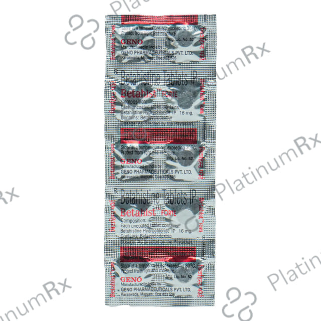 Betahist Forte 16mg Tablet 10s