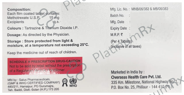 Meditrex 15mg Tablet 4s