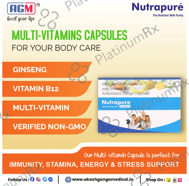 Nutrapure Multivitamin, Multimineral with Ginseng & Antioxidants Softgel Capsule (10 Each) 10 Strip