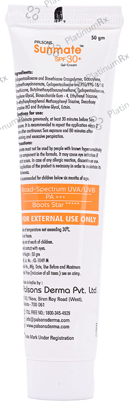 Sunmate Spf 30 Plus Gel Cream 50gm