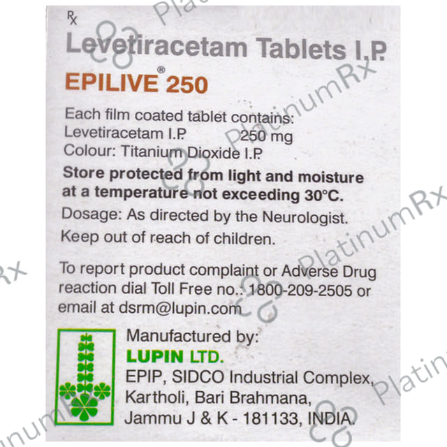 Epilive 250mg Tablet 15s