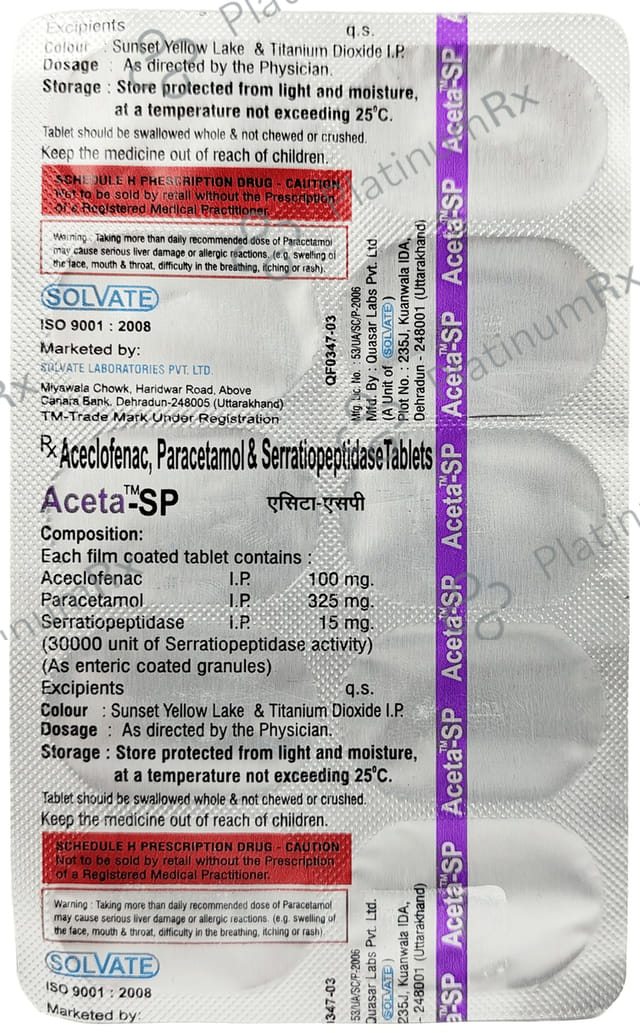 Aceta SP 100/325/15mg Tablet 10s