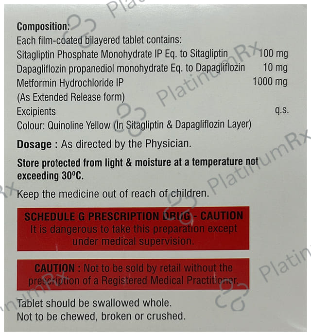 Sitaclass DM 10/1000/100mg Tablet 10s