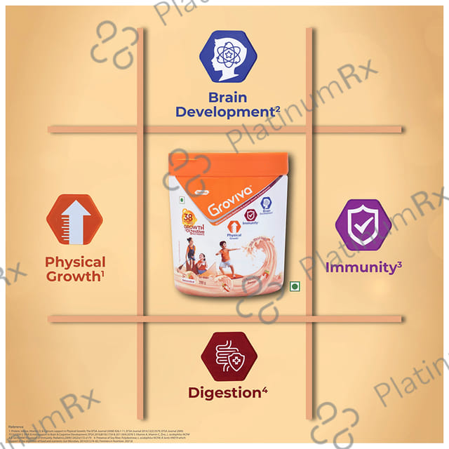 Groviva Child Nutrition for Physical Growth, Brain Development & Immunity Flavour Strawberry Powder 200gm