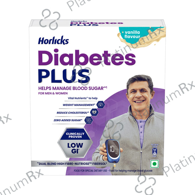 Horlicks Diabetes Plus for Blood Sugar & Weight Management - No Added Sugar - Flavour Vanilla Powder