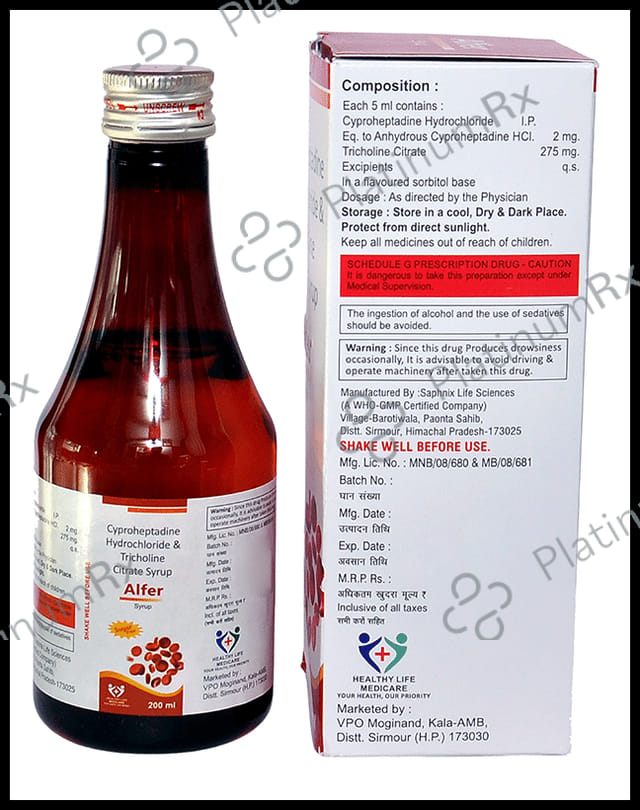 Alfer Syrup Sugar Free 200ml