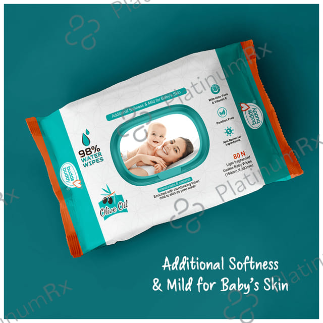 Buddsbuddy Olive Oil Light Fragranced Usable Baby Wipes with Lid (80 Each) 1 Pack