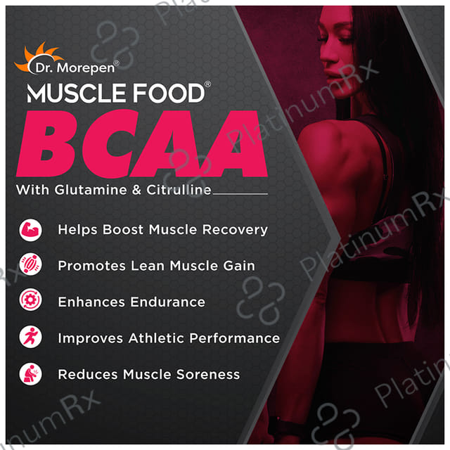 Dr. Morepen Muscle Food BCCA for Lean Muscles, Performance & Strength - Flavour Berry Burst