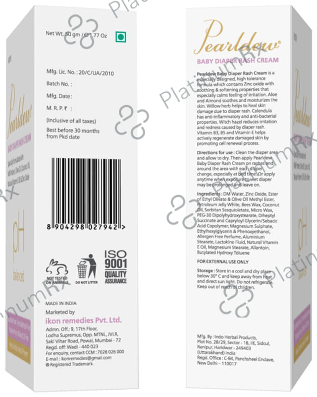 Pearldew pH Balanced Baby Diaper Rash (50gm Each) 4 Tubes