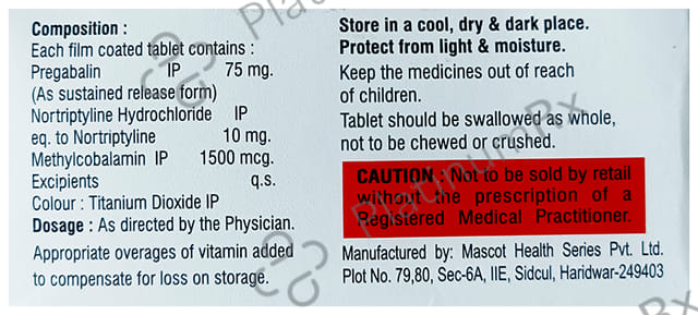 Nervicharge NP 75mg/10mg/1500mcg Tablet