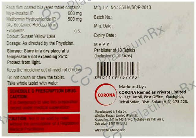 Trazer Met 500/600mg Tablet 10s