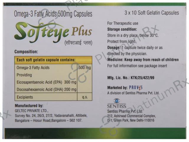 Softeye Plus 500 mg Soft Gelatin Capsule