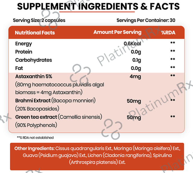 Himalayan Organics Naturally Sourced Astaxanthin 4mg Vegetarian Capsule