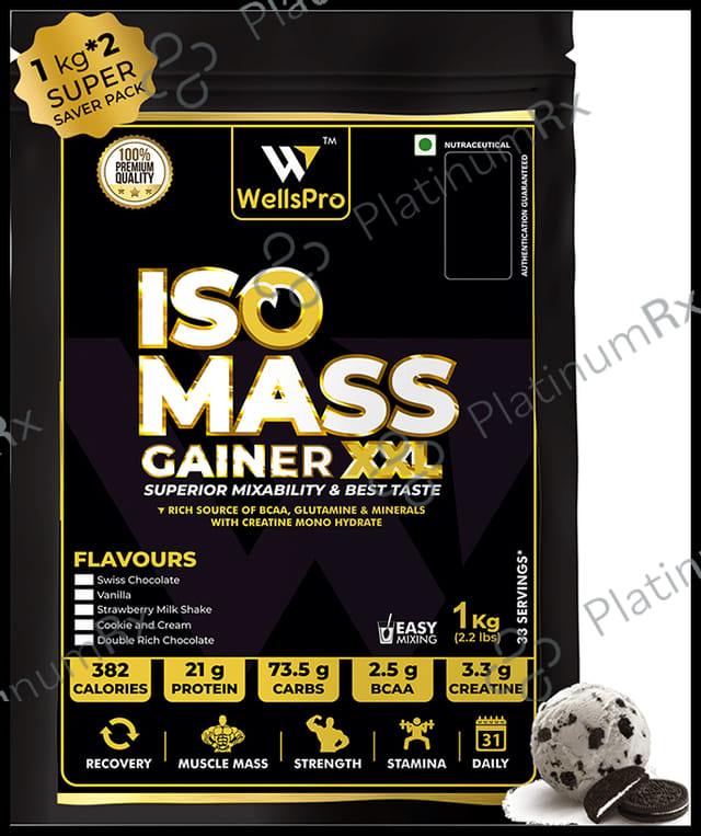 WellsPro Iso Mass Gainer XXL (1kg Each) Cookie and Cream 2 jar