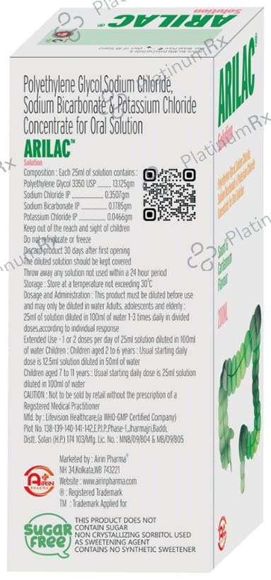 Arilac Oral Solution Saunf & Cardamon Sugar Free