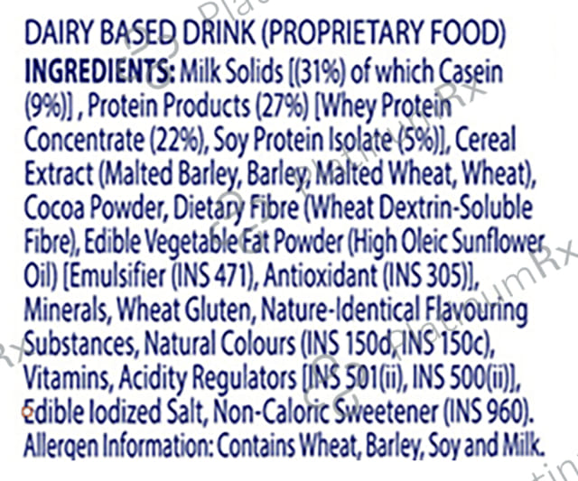 Horlicks Protein Plus with Triple Protein Blend of Soy, Whey, Casein - No Added Sugar - Flavour Chocolate