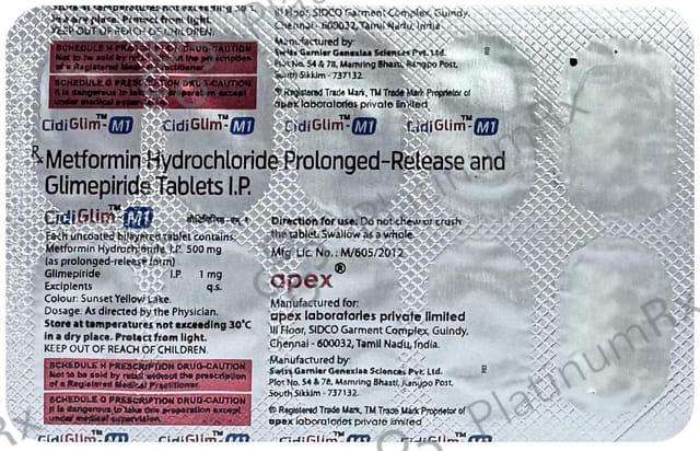 Cidiglim M 1mg/500mg Tablet PR 10s