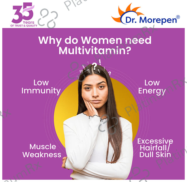 Dr. Morepen Multi Vitamin for Women - With Glutathione, Biotin & Antioxidants for Bones, Immunity & Skin - Tablet