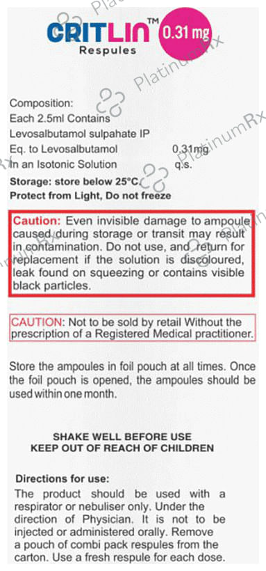 Critlin 0.31mg Respules 1X2.5ml