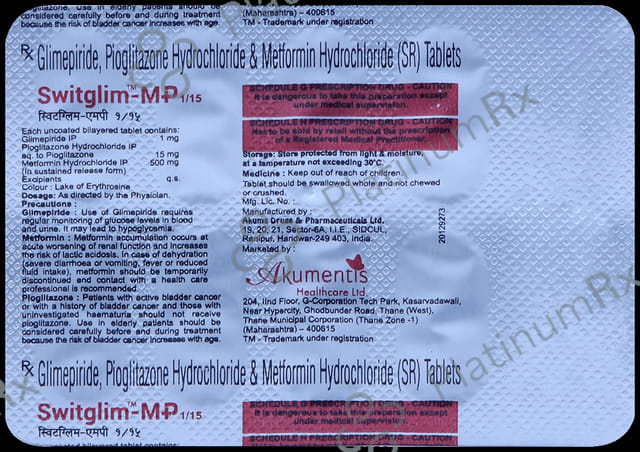 Switglim MP 1mg/500mg/15mg Tablet SR