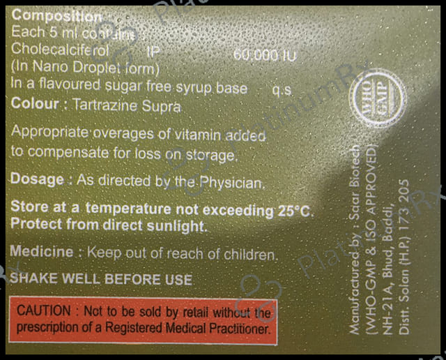 D3 Instant Nano Oral Solution (5ml Each) Delicious Butterscotch Sugar Free 4s