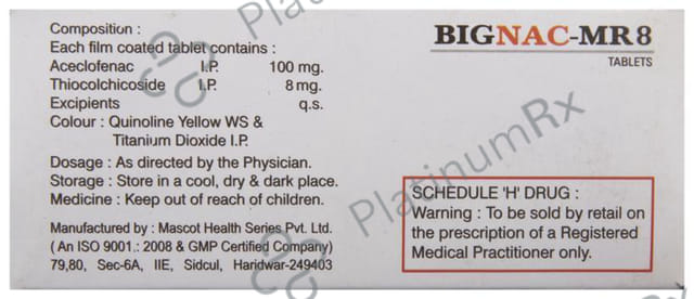 Bignac MR 8/100mg Tablet 10s