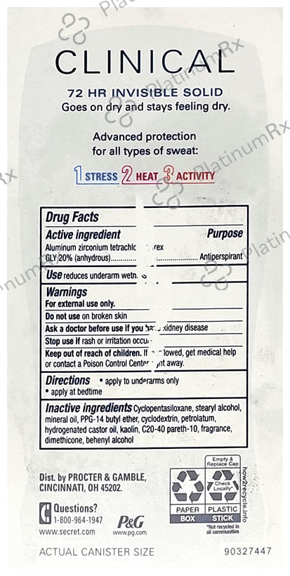Secret Clinical 72 HR Invisible Solid Secret Deodorant